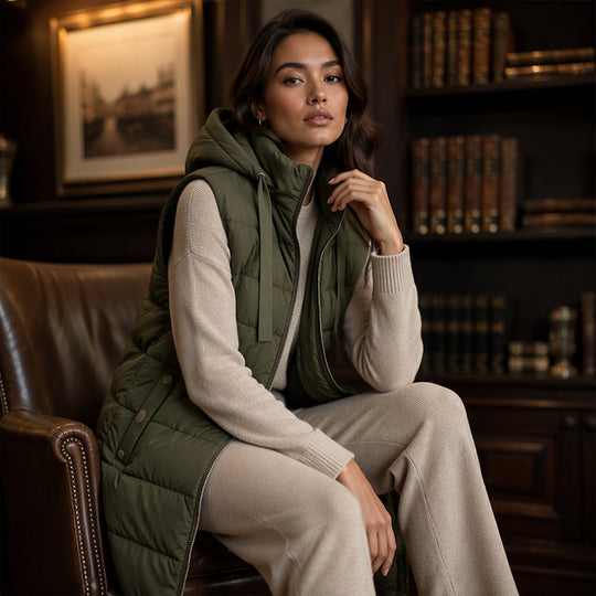 Women’s Zip-Up Long Puffer Vest