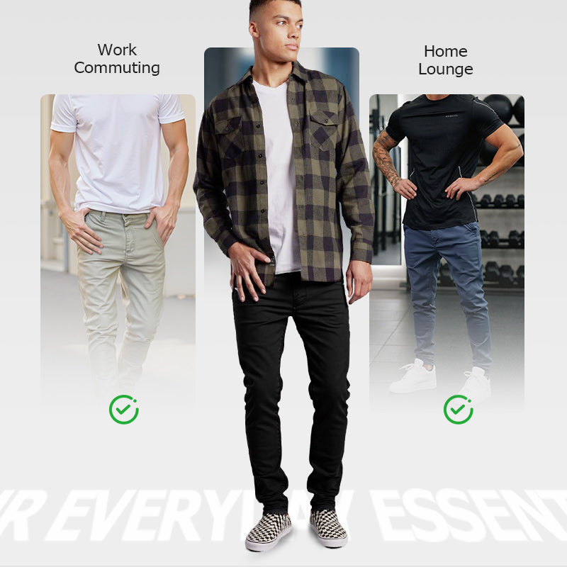 👖Pantalóns de cor sólida axustados e informales para homes con cinto