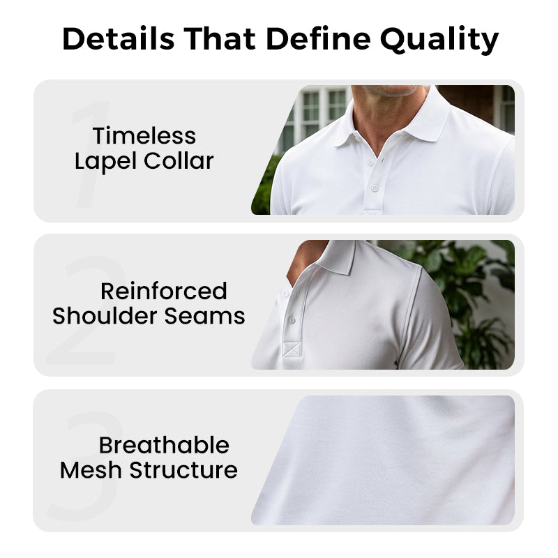 Camiseta de solapa de manga curta de secado rápido para homes