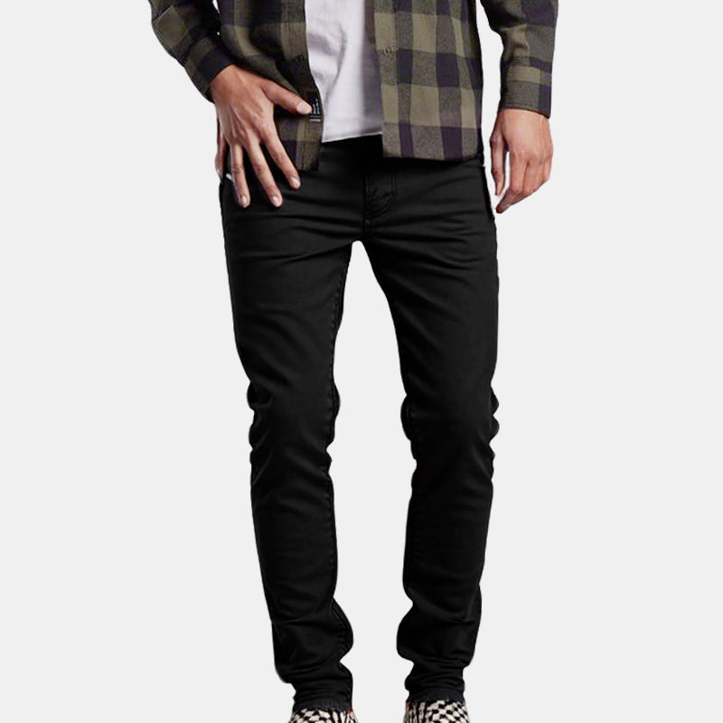 👖Pantalóns de cor sólida axustados e informales para homes con cinto