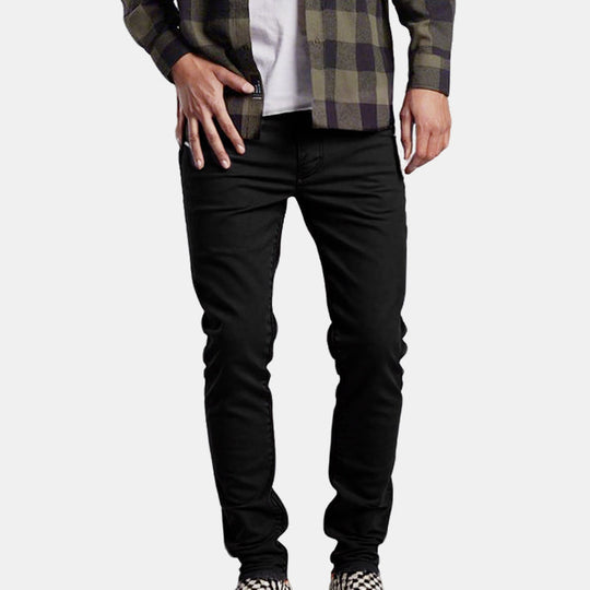👖Pantalóns de cor sólida axustados e informales para homes con cinto