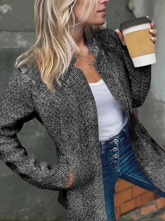 💐Big Sale-49% Off💕Women's Solid Color Pocket Long Sleeve Open Front Coat