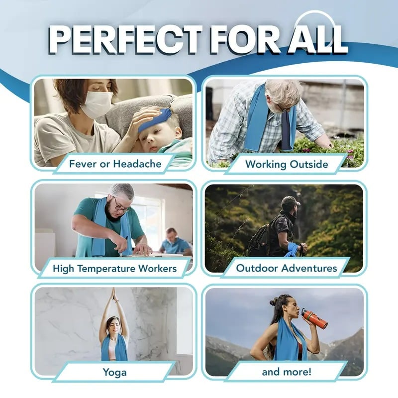 ⏰Summer Sale Buy 1 Get 1 Free❄💦Cold Sweat Towel You Can Use Anywhere, Anytime! Reusable Soft Absorbent Cooling Portable– UK Ready!