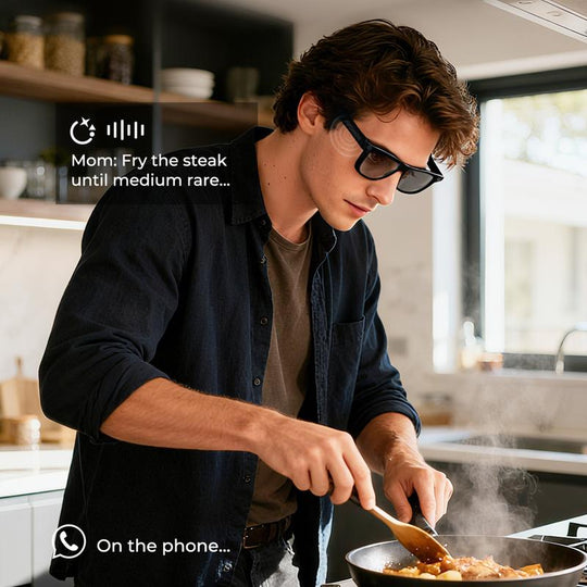 AI smart glasses with ChatGPT, 8 MP camera and HD 1200P 4K video recording, real-time translation in over 160 languages, Bluetooth 5.4, HiFi audio and music control, smart sunglasses with video recording for on the go