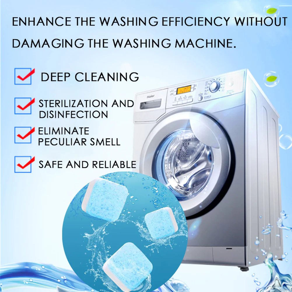 🧼Washing Machine Deep Cleaner Tablets – Eliminates 99% Germs, Removes Odors & Prevents Mold 🧽