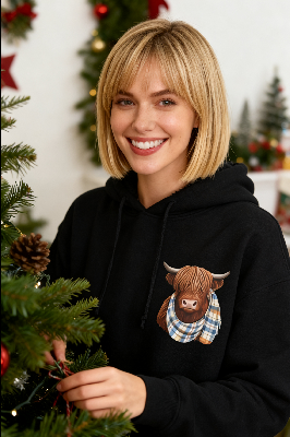 🎅CHRISTMAS SALE 50% OFF!!🎁🐄Cute Highland Cow Cozy Fleece-Lined Hooded Sweatshirt🦬