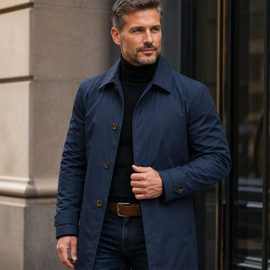 Men's Waterproof Mid-Length Trench Coat