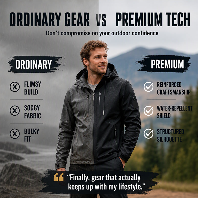 💧🌬️ Men's Hooded Jacket – waterproof & windproof with a drawstring. Ideal for the outdoors & everyday wear. ✓ Durable ✓ Breathable. Check it out now! 🔥🧥