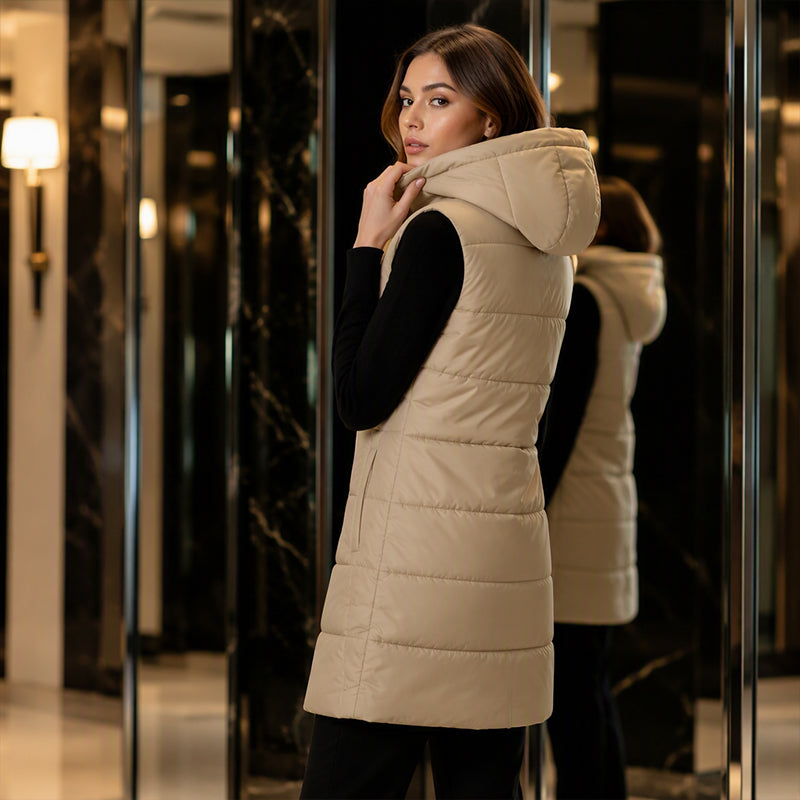 Women’s Zip-Up Long Puffer Vest