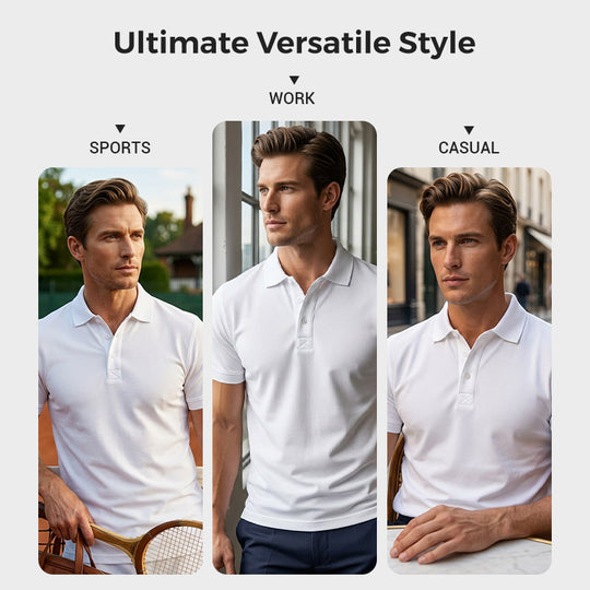 Camiseta de solapa de manga curta de secado rápido para homes