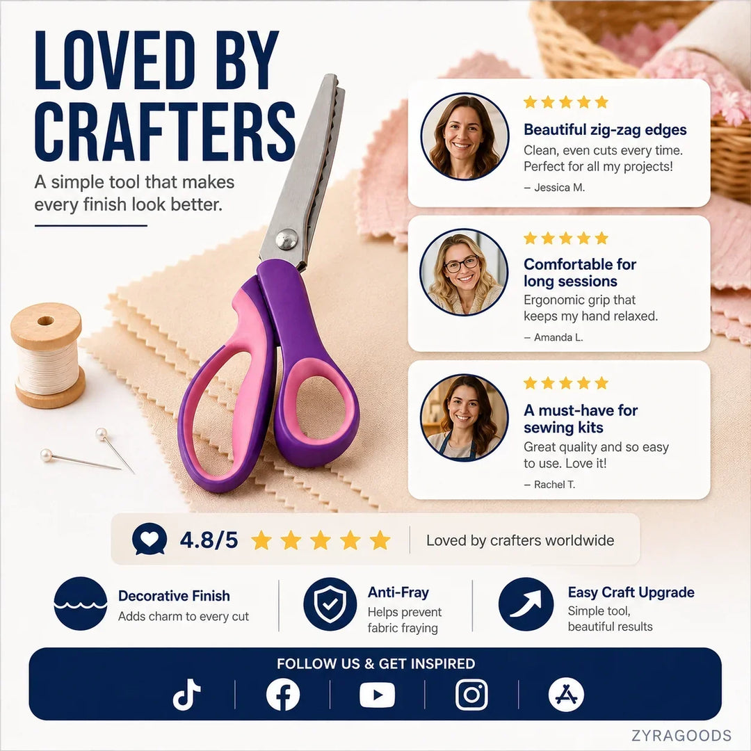 🧵 LIMITED TIME 50% OFF! Premium Stainless Steel Pinking Shears – Ergonomic Soft-Grip, Zigzag Cut ✂️