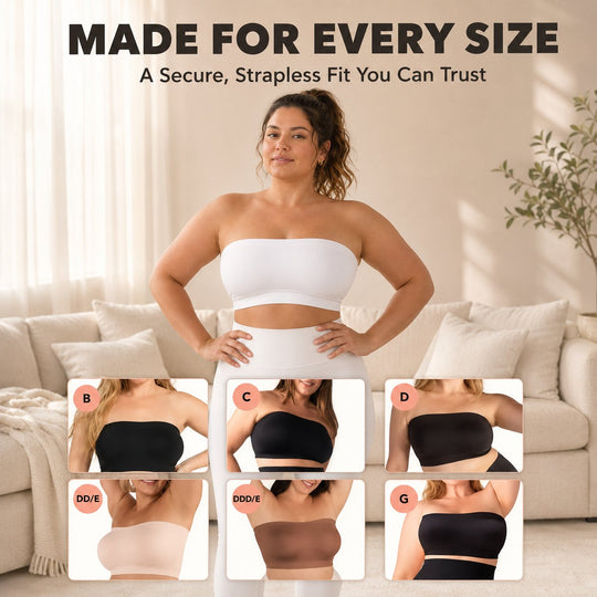 Anti-Slip Grip & Removable Straps✨Convertible Strapless Bandeau Bra with Wireless Comfort👍Suitable for All Body Types.🌹Buy 2 Get Free Shipping
