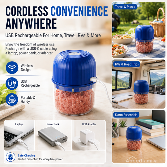 Wireless Efficient Electric Mini Food Chopper🧑‍🍳– Robust Motor, Smart Design & Stainless Steel Blades⏱️🔪