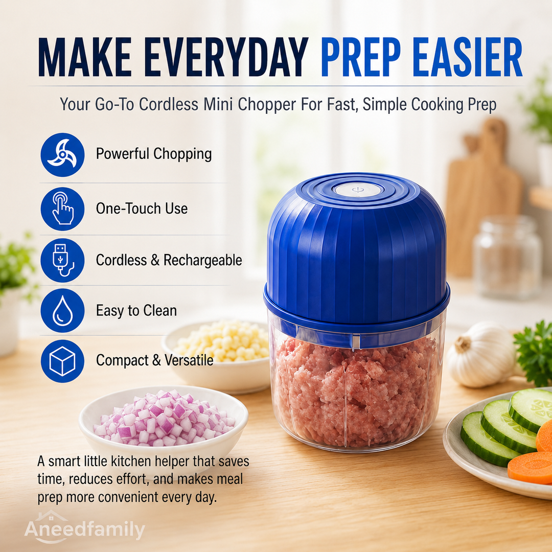 Wireless Efficient Electric Mini Food Chopper🧑‍🍳– Robust Motor, Smart Design & Stainless Steel Blades⏱️🔪