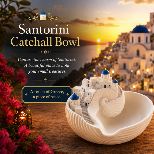 🎁Limited-Time 50% Off🌊Blue and White Greek Marine-Themed Ceramic Key Tray – Home Decor