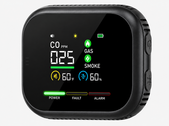 ❄️ Summer freshness – 40% OFF! 🏠 Multi-gas alarm with LCD display – CO, gas, and smoke sensor with temperature and humidity monitoring and battery backup.