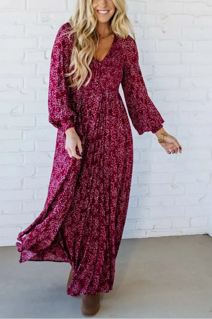 🌺¡60% DE DESCUENTO AHORA! ✨ Vestido largo de rayón floral con cintura fruncida para mujer: corte favorecedor, tejido ligero &  Estilo boho elegante 💃