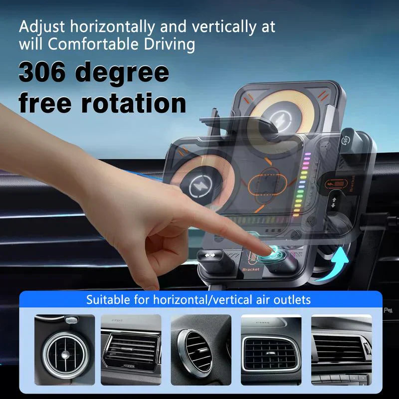 📢📢50%  OFF !! 🚗📱 2-in-1 Car Phone Holder & Wireless Charger – 360° Rotation, Strong Grip & Fast Charging 🔋