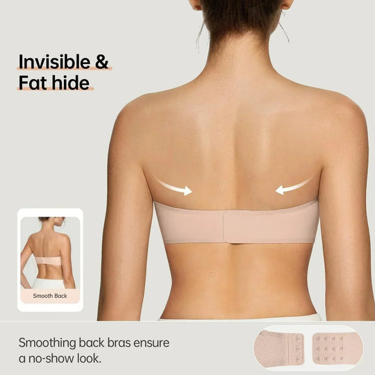 ⛱️Last Day 50 OFF ！！💞Womens Strapless Bras Push Up Bandeau Bra Non Slip Wireless Supportive Padded Bras Seamless Comfortable Tube Jelly Bra