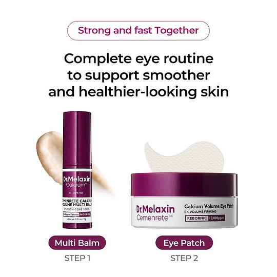 Dr.Melaxin Official | Calcium Volume Multi-Balm + 60pcs Eye Patch Duo，Elasticity & Skin Repair Set, Korean Skincare with Collagen Extract