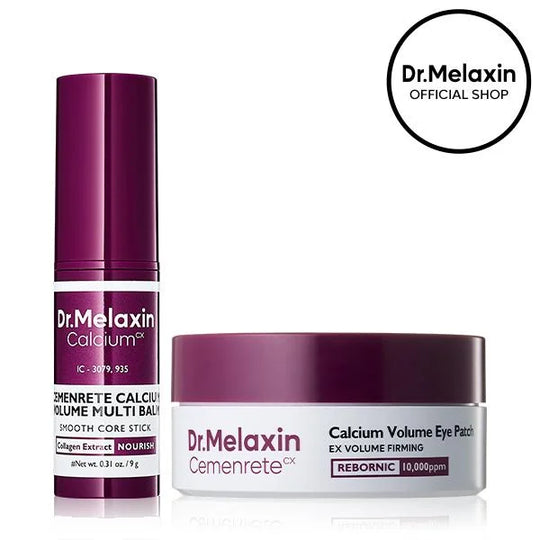 Dr.Melaxin Official | Calcium Volume Multi-Balm + 60pcs Eye Patch Duo，Elasticity & Skin Repair Set, Korean Skincare with Collagen Extract