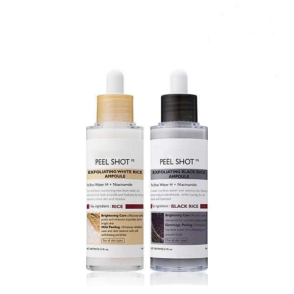 [Dr.Melaxin Official] Peel Shot Glow Rice Ampoule Duo - Serums for Brightening, Exfoliating, and Moisturizing - Suitable for All Skin Types
