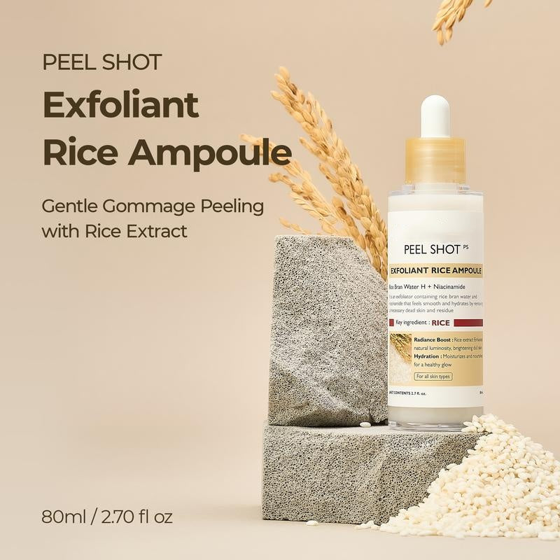 [Dr.Melaxin Official] Peel Shot Glow Rice Ampoule Duo - Serums for Brightening, Exfoliating, and Moisturizing - Suitable for All Skin Types