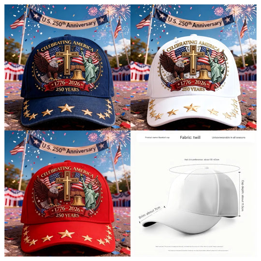 🦅Eagle & Liberty & Cross🎆United States 250th Anniversary Hat🧢