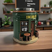 Irish Pub 3D Resin Coffee Mug St. Patricks Day Shamrock Beer Stein Style Cup, Green Irish Festival Drinkware, Vintage Leprechaun Pub Mug for Home Bar, Holiday Party Gift