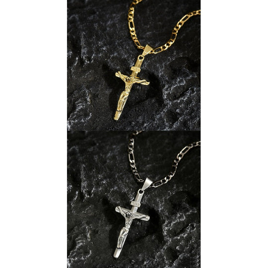 ⏳Time-Limited Special⏰Gold Crucifix Necklace – Detailed INRI Motif, Adjustable Figaro Chain & Hypoallergenic Finish 💛