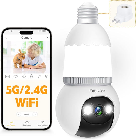 🔥LAST DAY PROMOTION✨4MP Light Bulb Security Camera 5G&2.4GHz Wireless Outdoor Indoor Camera with Night Vision