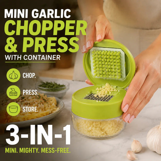 🧄📢📢30% OFF !!!⏰Mini Garlic Chopper and Press with Container