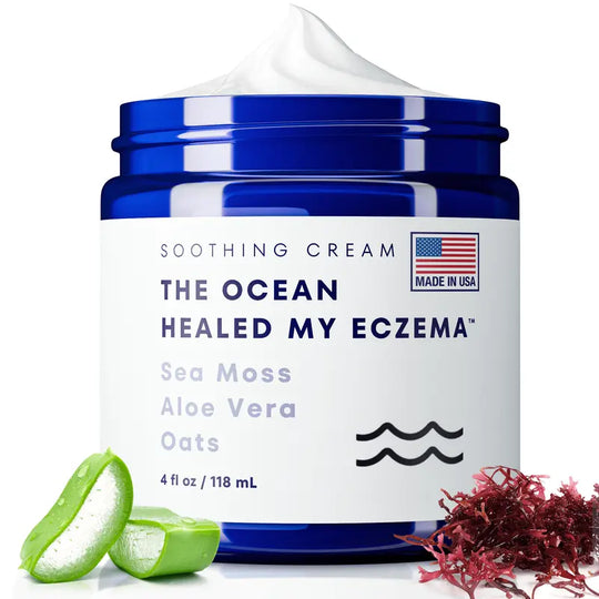 Crema calmante natural con musgo mariño & Avea - Eczema & Alivio da psoríase - Ocean Minerals - para pel sensible - Crema hidratante para eccemas para pel seca