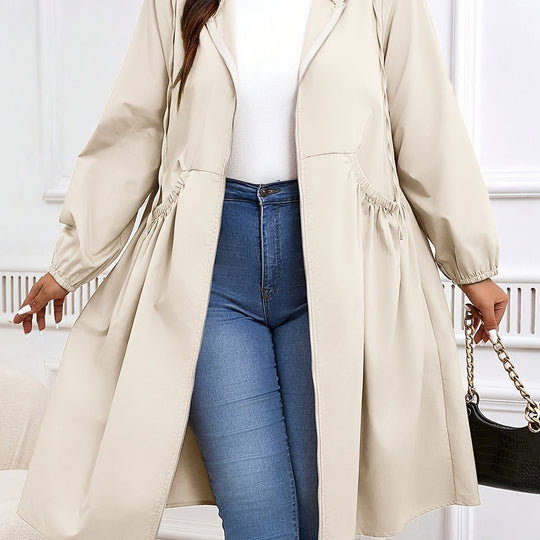 ⏳LAST DAY SALE 50% OFF🧥💖Casual Plus Size Drawstring Zip-Up Long Sleeve Hooded Coat
