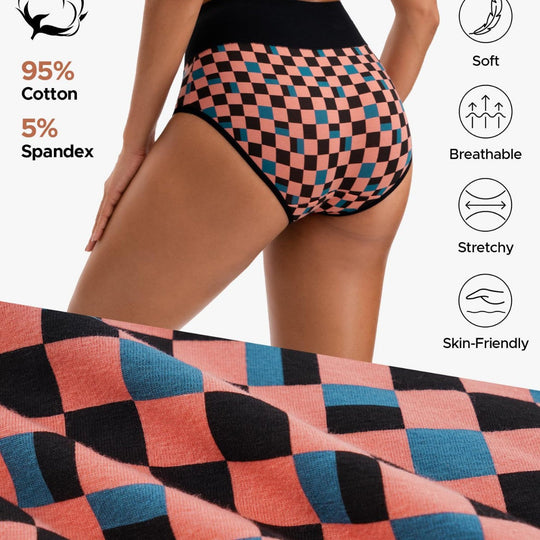 💖LIMITED OFFER – Buy 1 Get 3 Packs✨Women's High Waisted Cotton Panties,👍Soft & Breathable& Comfortable & Stretchy Full Coverage Briefs for Everyday Wear