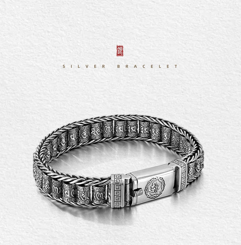 🥳2026 HOT SALE🥳💞50K+ SOLD!✨ 💝Tibetan Prayer Wheel Bracelet – 925 Sterling Silver, Lucky Charm & Valentine's Day Gift