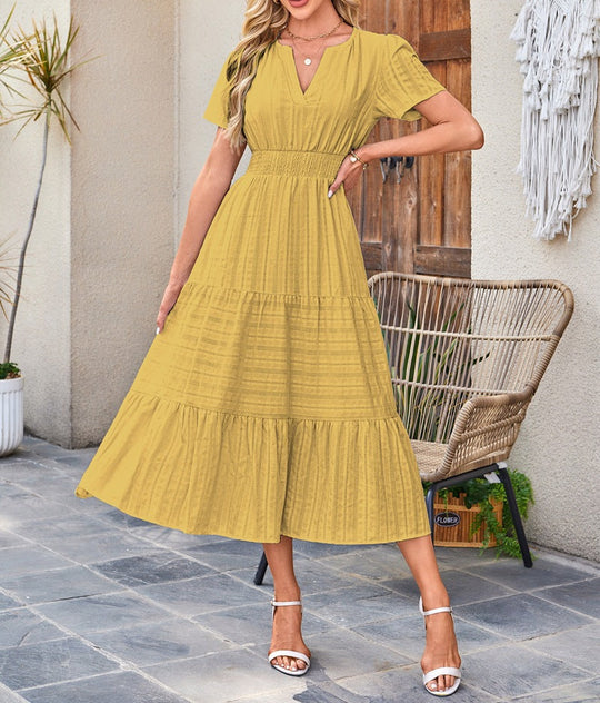 🔥Hot Sale 50% OFF👗Women's Casual Summer Short-Sleeve V-Neck Long Dresses