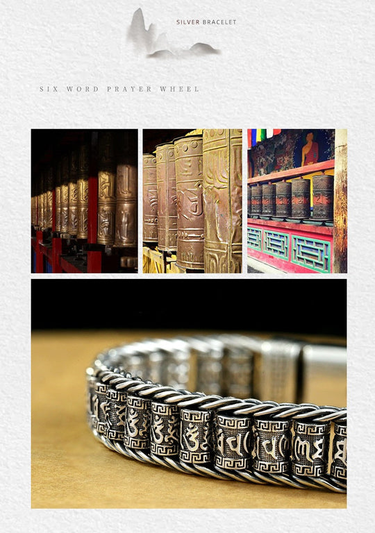 🥳2026 HOT SALE🥳💞50K+ SOLD!✨ 💝Tibetan Prayer Wheel Bracelet – 925 Sterling Silver, Lucky Charm & Valentine's Day Gift