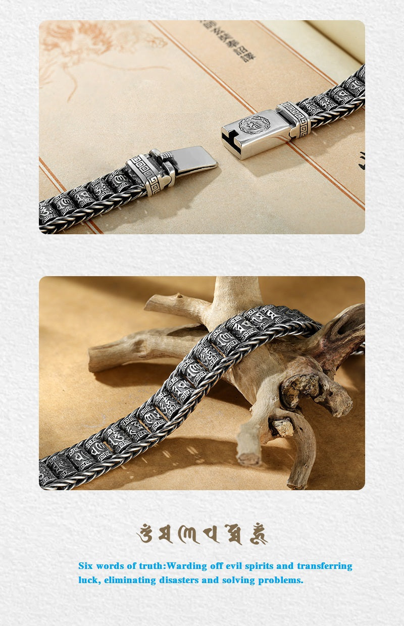 🥳2026 HOT SALE🥳💞50K+ SOLD!✨ 💝Tibetan Prayer Wheel Bracelet – 925 Sterling Silver, Lucky Charm & Valentine's Day Gift