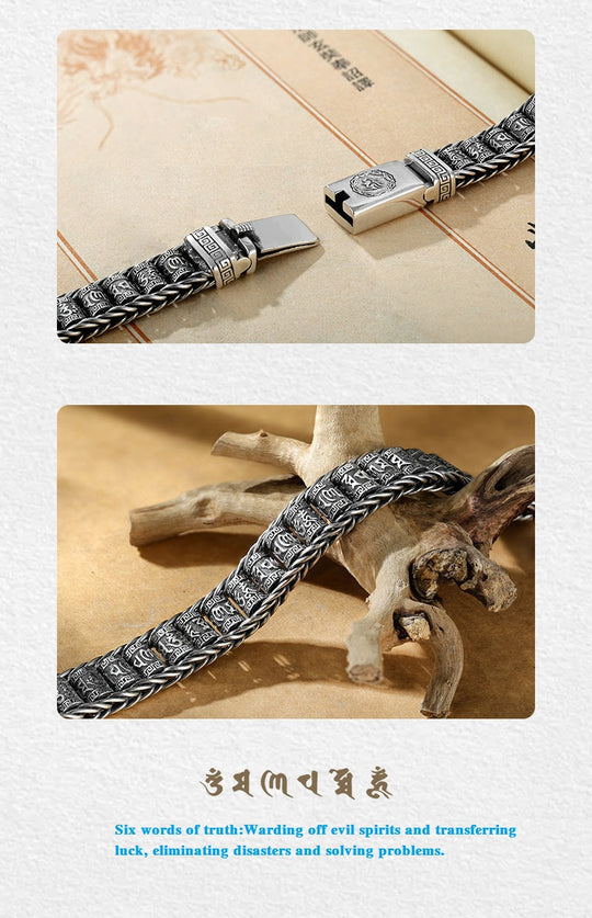 🥳2026 HOT SALE🥳💞50K+ SOLD!✨ 💝Tibetan Prayer Wheel Bracelet – 925 Sterling Silver, Lucky Charm & Valentine's Day Gift