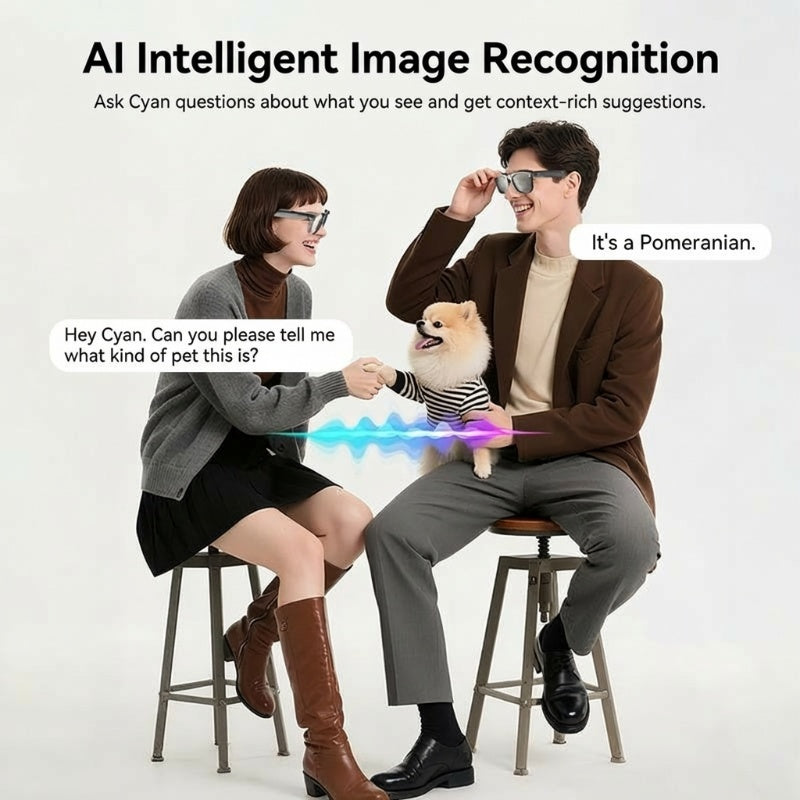 AI smart glasses with ChatGPT, 8 MP camera and HD 1200P 4K video recording, real-time translation in over 160 languages, Bluetooth 5.4, HiFi audio and music control, smart sunglasses with video recording for on the go