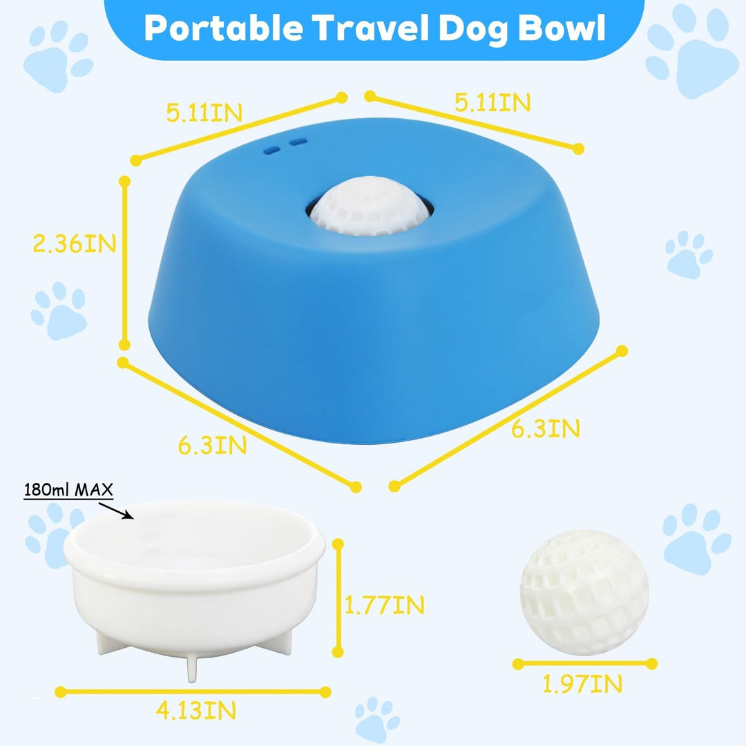 Rolling Ball Slow Feeder Dog Bowl for Liquid Treats & Bone Broth