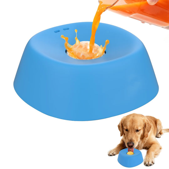Rolling Ball Slow Feeder Dog Bowl for Liquid Treats & Bone Broth