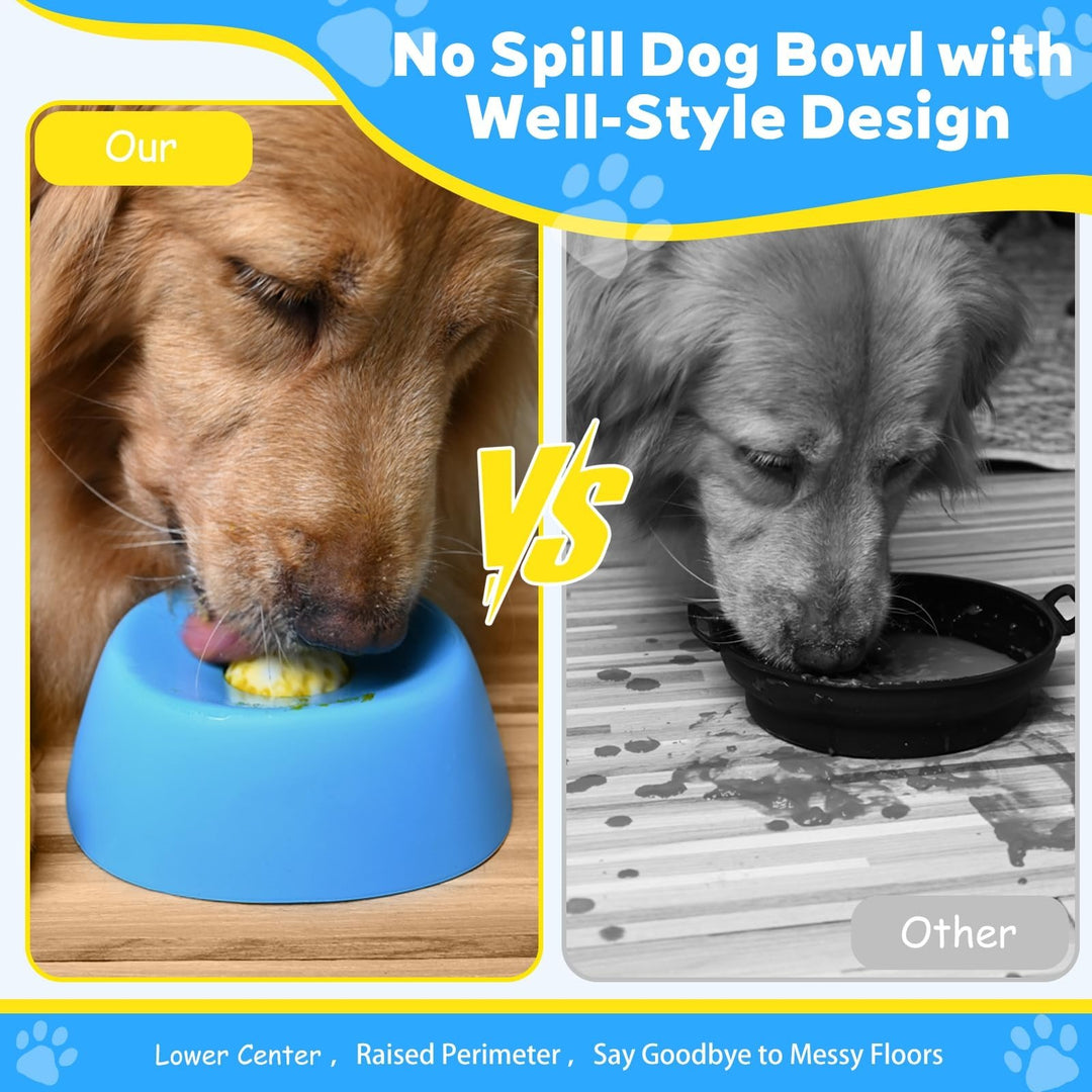 Rolling Ball Slow Feeder Dog Bowl for Liquid Treats & Bone Broth