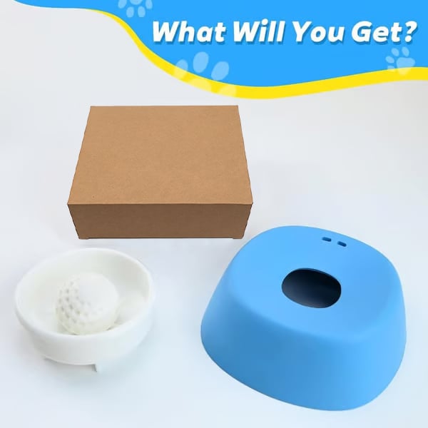 Rolling Ball Slow Feeder Dog Bowl for Liquid Treats & Bone Broth