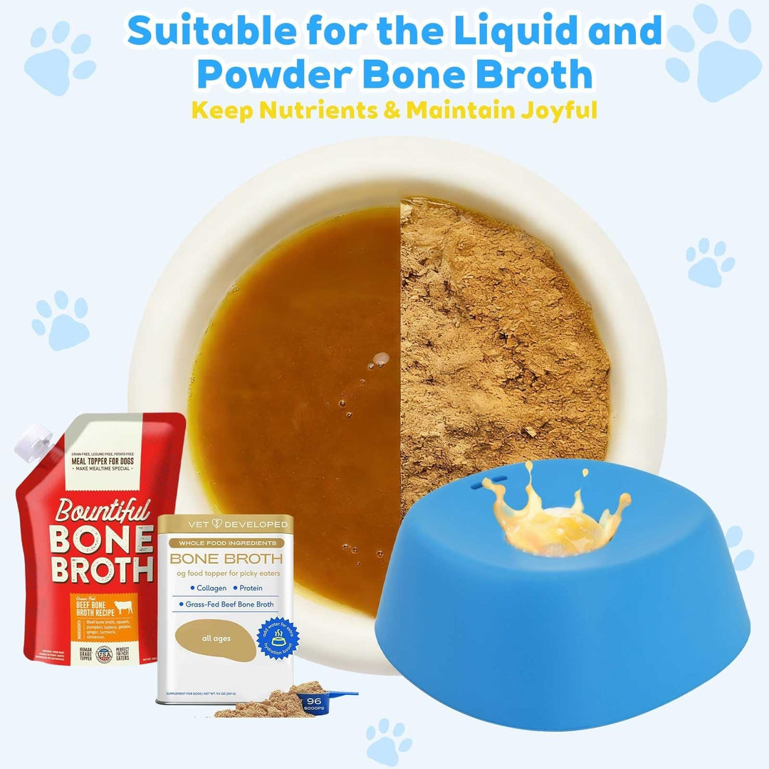 Rolling Ball Slow Feeder Dog Bowl for Liquid Treats & Bone Broth