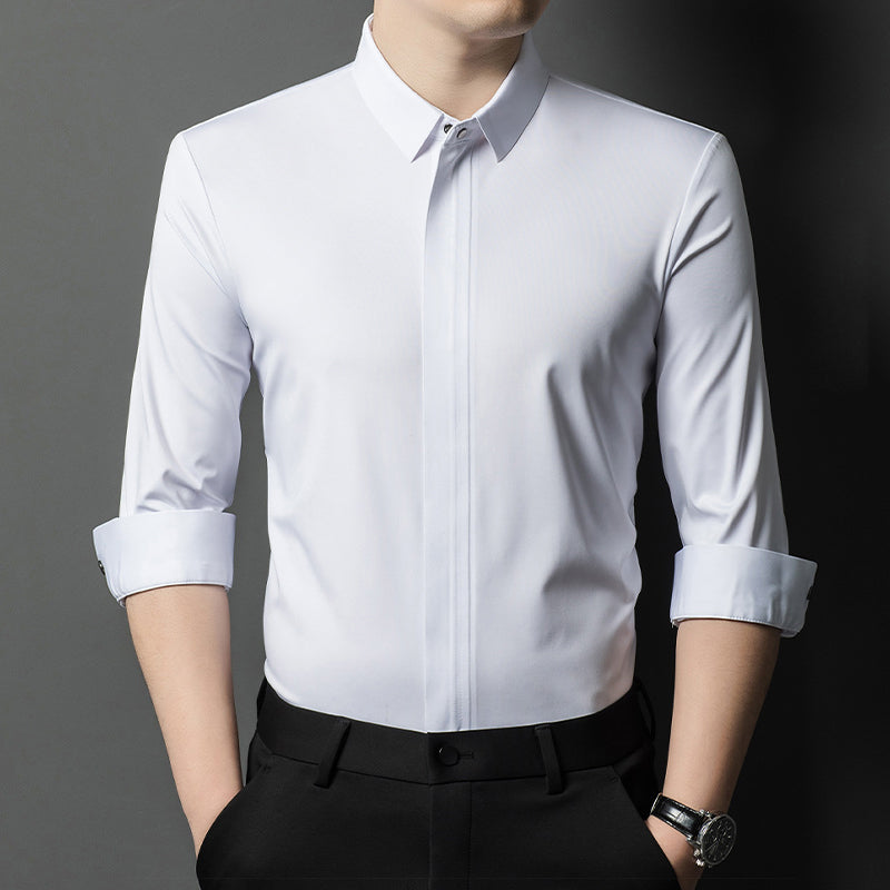 ✨👔2025 New Men's Classic Shirt with Hidden Zipper/ Easy to Put On and Take Off