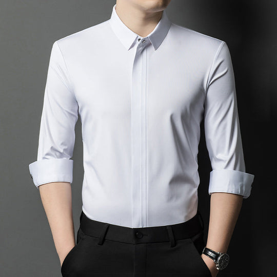 ✨👔2025 New Men's Classic Shirt with Hidden Zipper/ Easy to Put On and Take Off