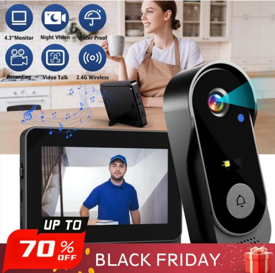 🚪Wireless Doorbell Camera – 1080P, 170° View, Night Vision & IP65 Waterproof 📹📦