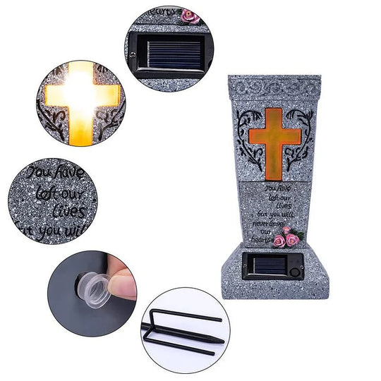 Solar LED Grave Vase with Ground Spike for Cemetery Headstones – Memorial Flower Holder